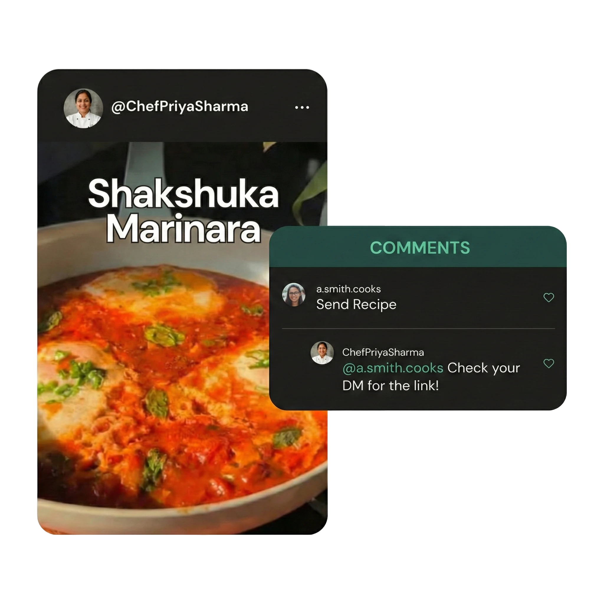 Comment your recipe feature - automated DM with recipe card
