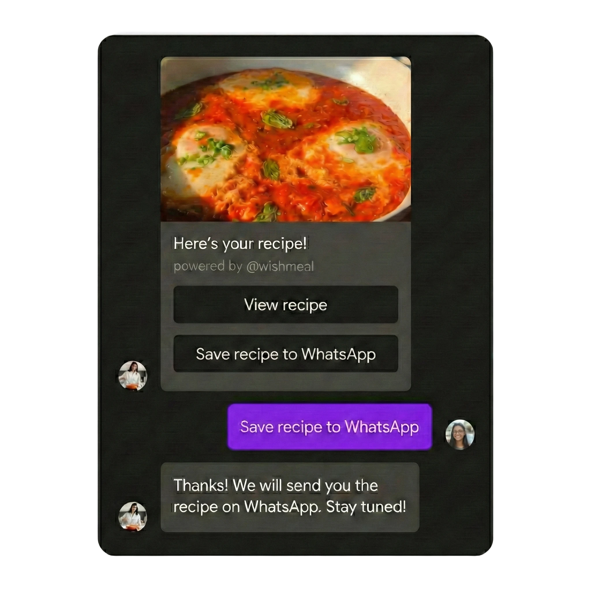 Send recipe to WhatsApp feature