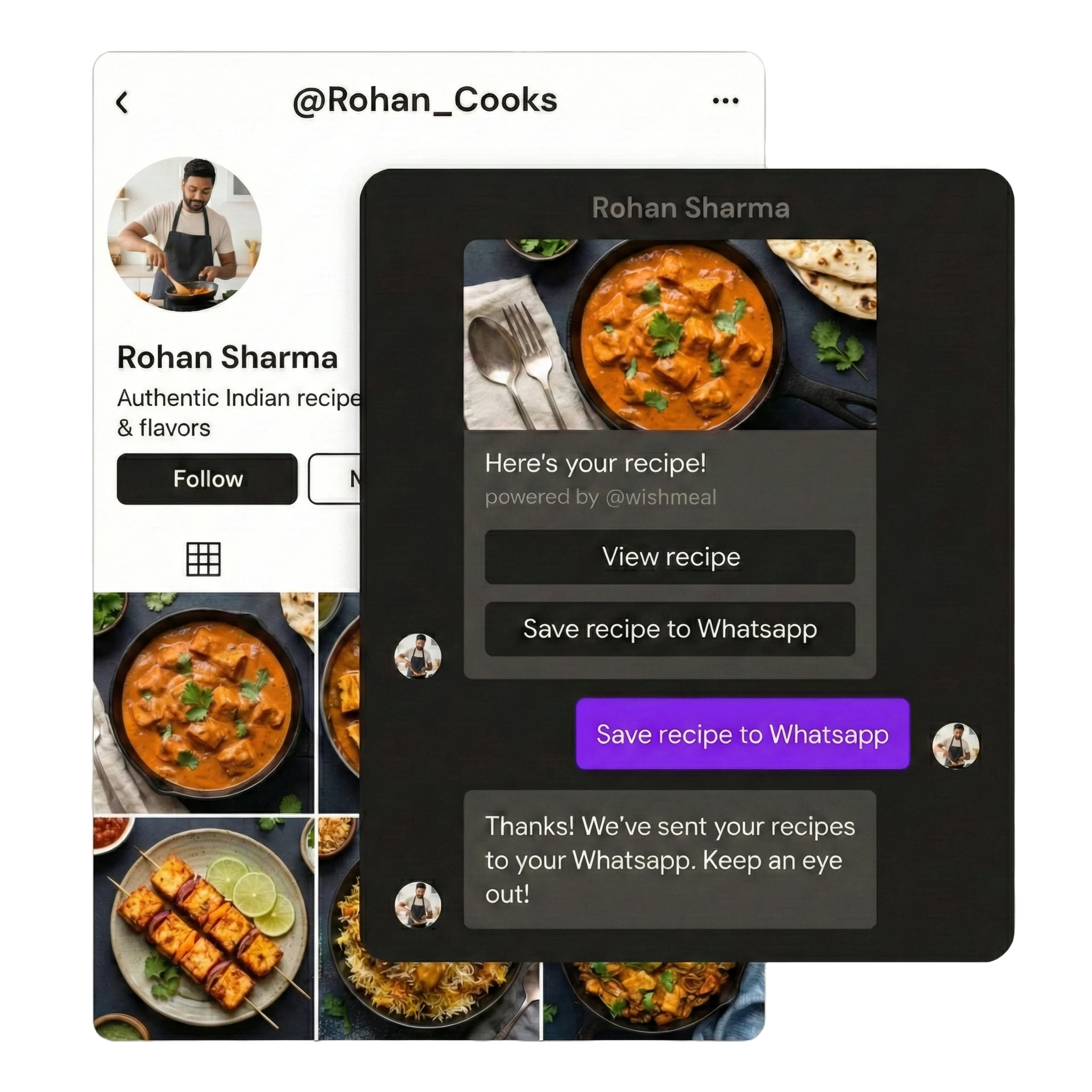 Recipe creators using Wishmeal platform